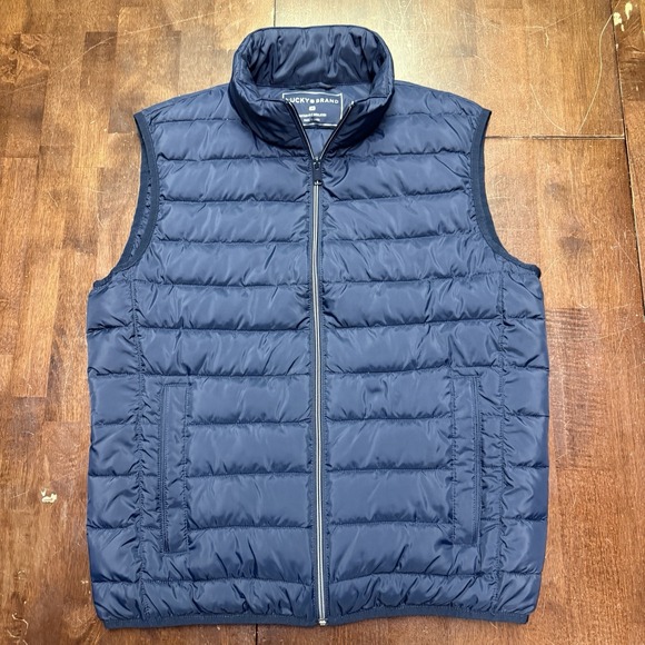 Lucky Brand Mens‎ Zipper Sustainable Packable Down Puffer Vest Navy Size Medium - Picture 1 of 10